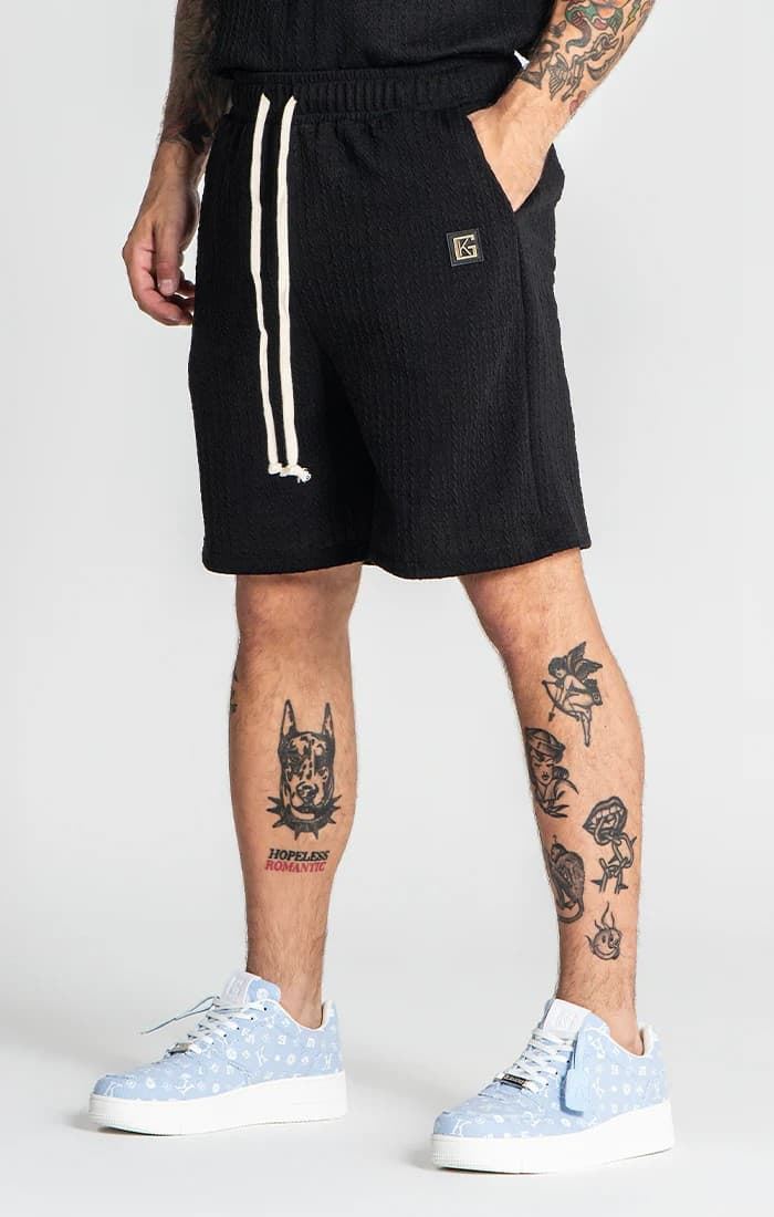 Pantalones Cortos Negros Waffle - Imagen 1