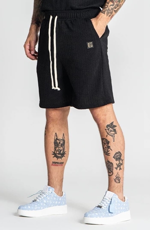 Pantalones Cortos Negros Waffle - Imagen 1