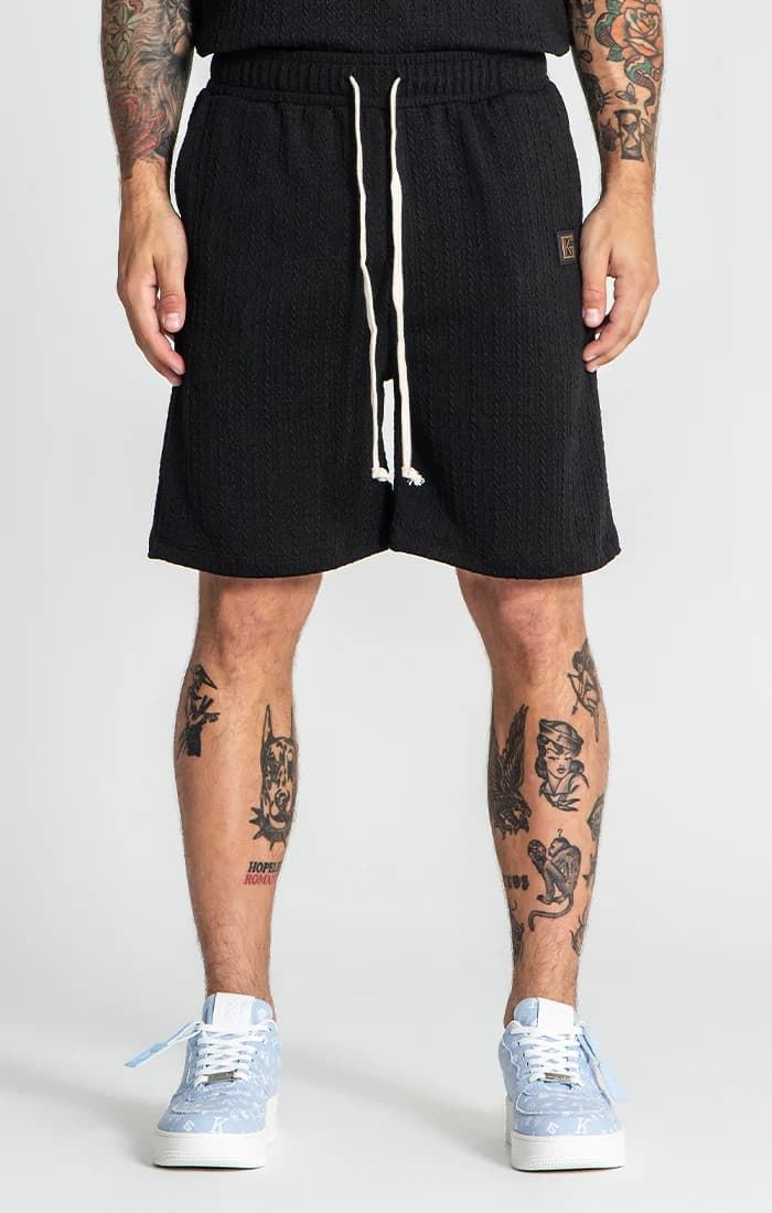 Pantalones Cortos Negros Waffle - Imagen 2