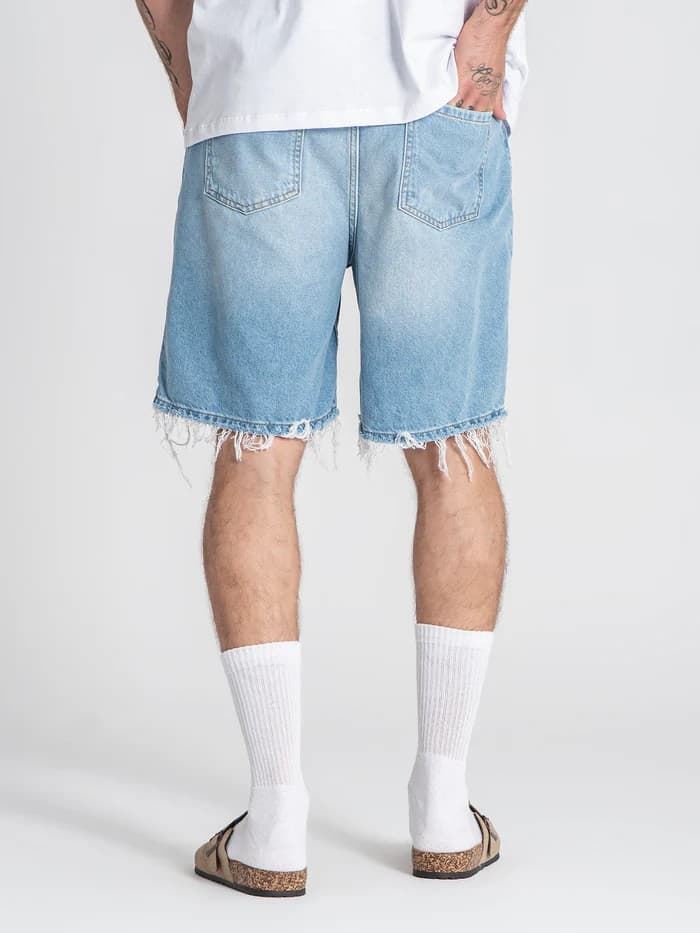 Pantalones Cortos Vaqueros Destruidos Azul Claro - Imagen 2