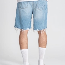 Pantalones Cortos Vaqueros Destruidos Azul Claro - Imagen 2