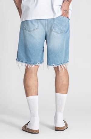 Pantalones Cortos Vaqueros Destruidos Azul Claro - Imagen 2