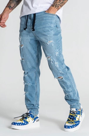 Vaqueros Carrot Azul Claro Raw - Imagen 2